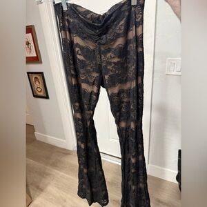 American Vintage Black Sheer Lace Trousers low rise